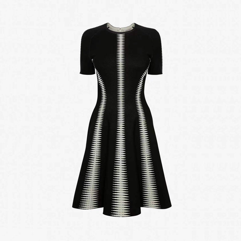 Round Neck Elastic Knit Mini Dress