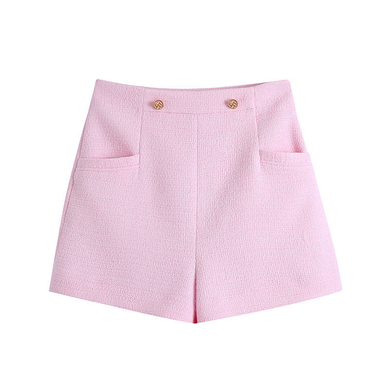 Short-sleeved Jacket And High-waist Shorts Suit