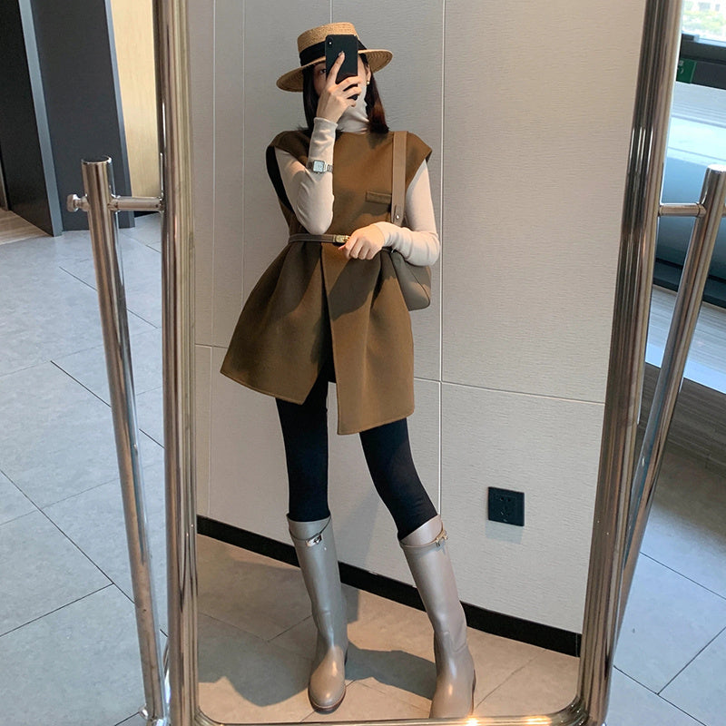 Vest Knit Bottoming Dress With Coat