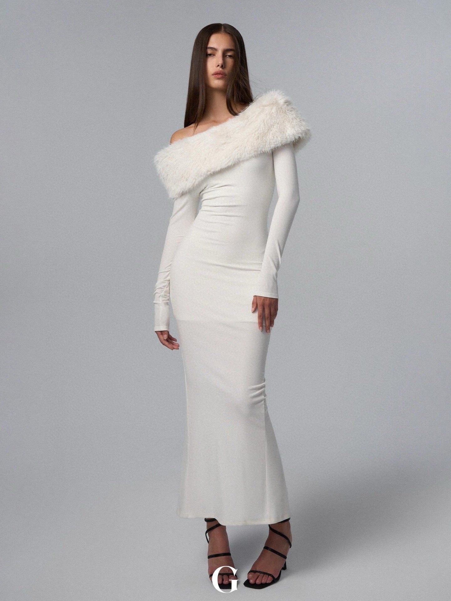 New Off-shoulder Shoulder-baring Tight Waist Sheath Long Sleeve Knitted Dress