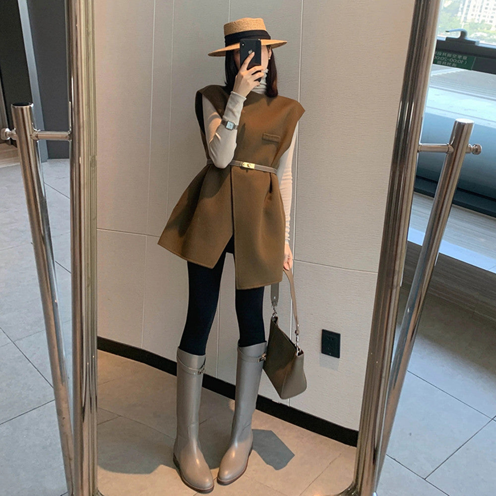 Vest Knit Bottoming Dress With Coat