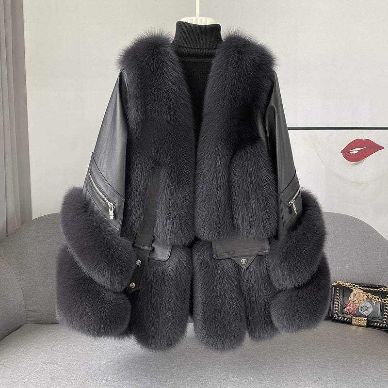 Fur Women's Medium Long Young One-piece Coat