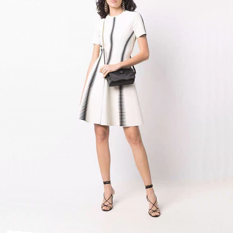Round Neck Elastic Knit Mini Dress
